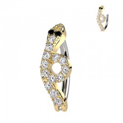Piercing anneau pour nombril jaune serpent strass transparent (10)