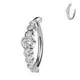 Piercing anneau pour nombril gris ligne de cœurs strass transparents (11)