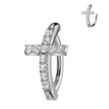 Piercing anneau pour nombril gris croix strass transparents (12)
