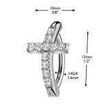 Piercing anneau pour nombril gris croix strass transparents (12)