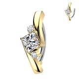 Piercing anneau pour nombril jaune losange cristaux transparents (13)