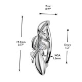 Piercing anneau pour nombril gris feuilles (15)