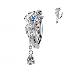 Piercing anneau pour nombril araignée strass transparent (16)
