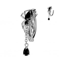 Piercing anneau pour nombril araignée strass noir (16)