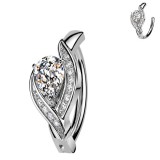 Piercing anneau pour nombril gris graine transparente de luxe (17)