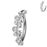 Piercing anneau pour nombril gris ligne de ronds transparents (19)
