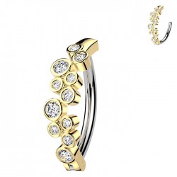 Piercing anneau pour nombril jaune ligne de ronds transparents (19)
