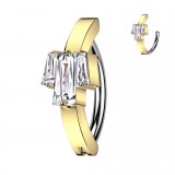 Piercing anneau pour nombril jaune trois rectangles transparents (20)