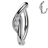 Piercing anneau pour nombril gris trois zircons centraux (21)