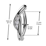 Piercing anneau pour nombril gris trois zircons centraux (21)