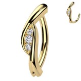 Piercing anneau pour nombril jaune trois zircons centraux (21)