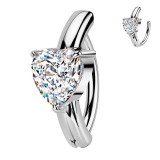 Piercing anneau pour nombril gris cœur transparent (22)