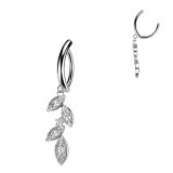 Piercing anneau pour nombril gris trois graines pendantes (24)