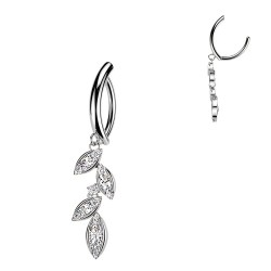 Piercing anneau pour nombril gris trois graines pendantes (24)