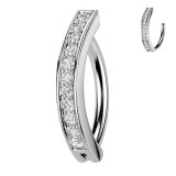 Piercing anneau pour nombril gris ligne de strass transparents (25)