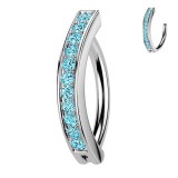Piercing anneau pour nombril gris ligne de strass bleu clair (25)