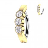 Piercing anneau pour nombril jaune trois ronds transparents (28)