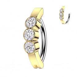 Piercing anneau pour nombril jaune trois ronds transparents (28)