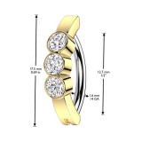 Piercing anneau pour nombril jaune trois ronds transparents (28)