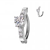 Piercing anneau pour nombril gris cœur et strass (30)