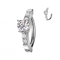 Piercing anneau pour nombril gris cœur et strass (30)