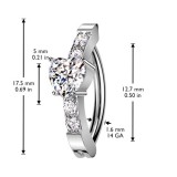 Piercing anneau pour nombril gris cœur et strass (30)