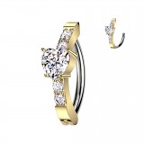 Piercing anneau pour nombril jaune cœur et strass (30)