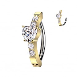 Piercing anneau pour nombril jaune cœur et strass (30)