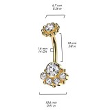 Banane de nombril jaune fleur cristaux transparents (73)