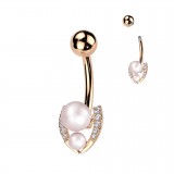 Banane de nombril rose deux perles blanches (77)