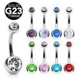 Banane Piercing nombril double strass titane G23