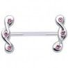 Piercing téton barbell 16 - Vrilles strass roses