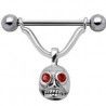 Piercing téton barbell 29 - Crâne aux yeux rouges