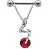 Piercing téton barbell 37 - Vrille zircone rouge