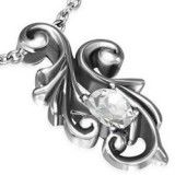 Pendentif acier 88 - Motif médiéval zircone