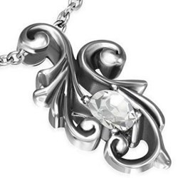 Pendentif acier 88 - Motif médiéval zircone