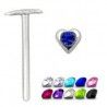 Piercing nez pliable 0.5mm coeur strass bleu (01)