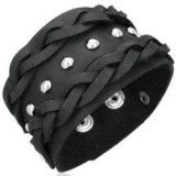 Bracelet de force 83 - Noir ronds et lanières entrelacées