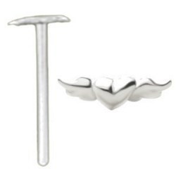 Piercing nez pliable 0.5mm 118 - Coeur avec ailes