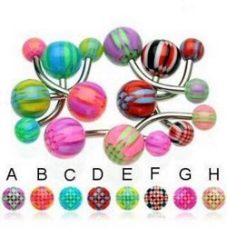 Piercing nombril UV 31 - Checker bicolore