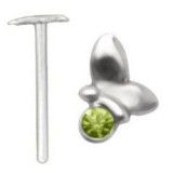 Piercing nez pliable 0.5mm 105 - Papillon strass vert pomme