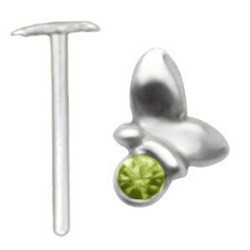 Piercing nez pliable 0.5mm 105 - Papillon strass vert pomme