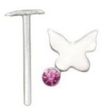 Piercing nez pliable 0.5mm 106 - Papillon strass rose