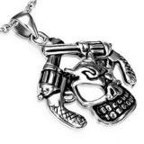 Pendentif gothique 12 - Crâne avec pistolet