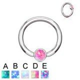 Piercing anneau 1,6mm 85 - Opale plate