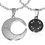 Pendentif pour couple 33 - Rond gris et rond noir