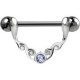Piercing téton barbell 54 - Strass rond bleu-clair