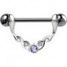 Piercing téton barbell 54 - Strass rond bleu-clair