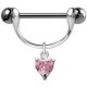 Piercing téton barbell 58 - Coeur rose