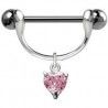 Piercing téton barbell 58 - Coeur rose